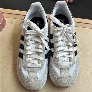 Adidas Men's White and Black Suede Sneakers